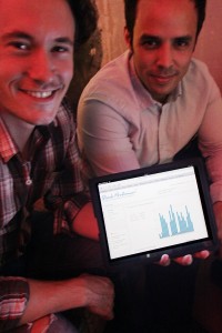 Luis and Oliver celebrating the launch of Stock Performer